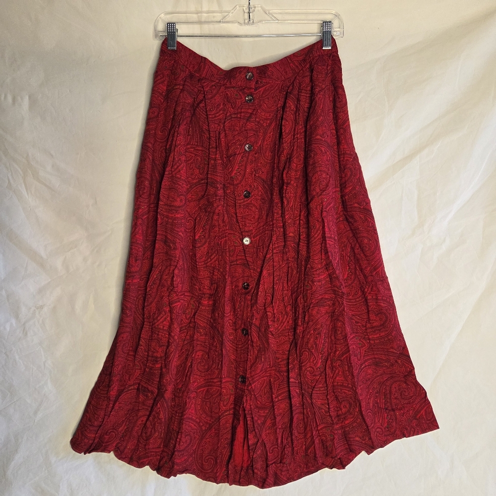 Liz Claiborne Red A-Line Maxi Skirt with Pleats